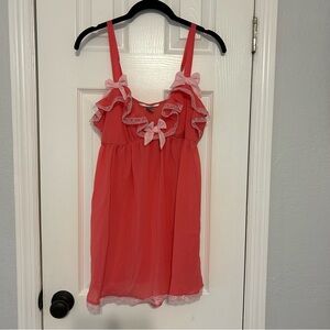 Pink Ruffled Sleeveless nightgown